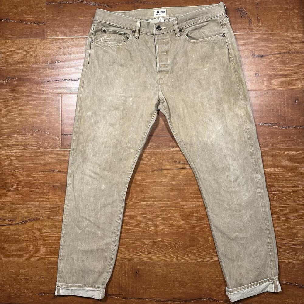 Todd Snyder Selvedge Denim Jeans Mens 36x32 Tan Slim Fit Rugged Utility Retro